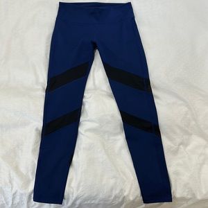 Fabletics Long Blue and Black Mesh Leggings